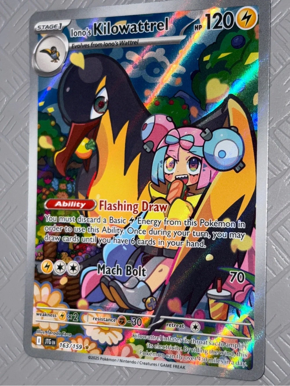 Iono’s Kilowattrel 163/159 Illustration Rare Pokémon Journey Together NM